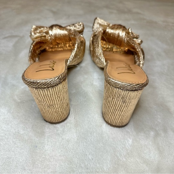 Lulus Bow Rose Gold Metallic Chunky Heel Size 8 - Picture 9 of 10